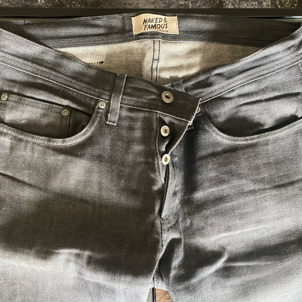 Naked & Famous Raw Selvedge Denim Dark Grey 32